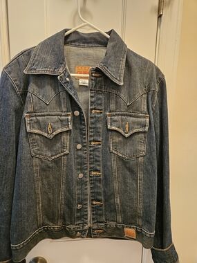Guess Blue Washed Denim Jacket with Contrast Stitching